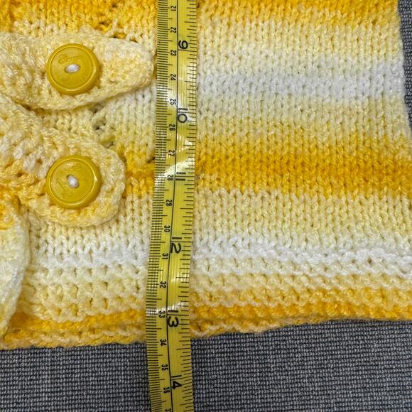Girls Hand-Knit Cardigan Hoodie Sweater-Gradient Molttled Yellow Size 18-24 MO - Picture 5 of 9